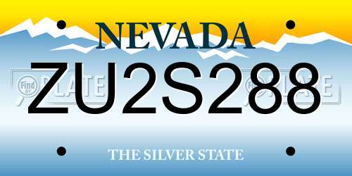 ZU2S288 Nevada License Plate