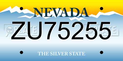 ZU75255 Nevada License Plate