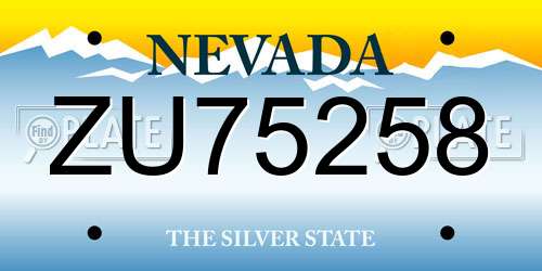 ZU75258 Nevada License Plate