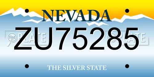 ZU75285 Nevada License Plate