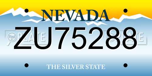 ZU75288 Nevada License Plate