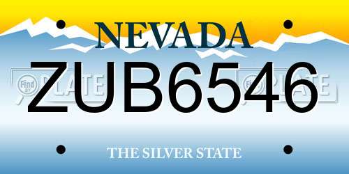 ZUB6546 Nevada License Plate