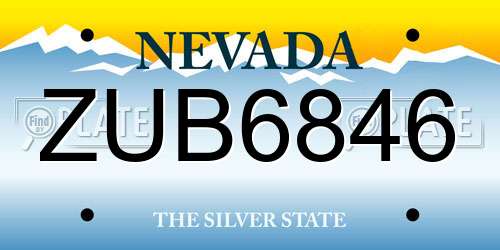 ZUB6846 Nevada License Plate