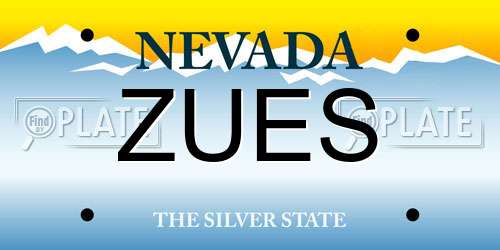 ZUES Nevada License Plate