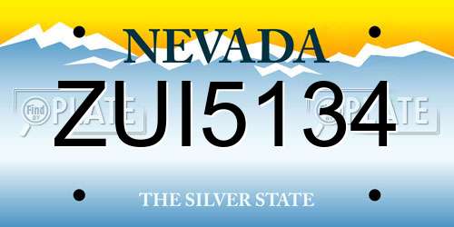 ZUI5134 Nevada License Plate