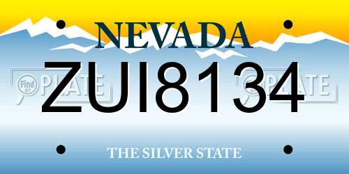 ZUI8134 Nevada License Plate