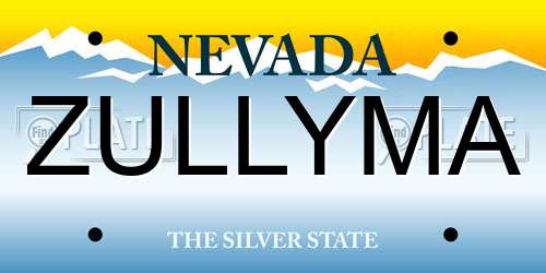 ZULLYMA Nevada License Plate