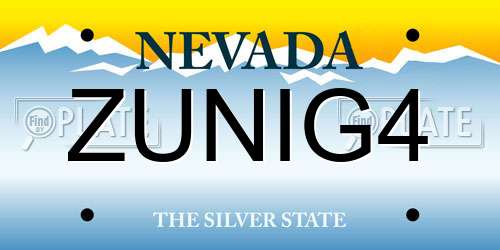ZUNIG4 Nevada License Plate