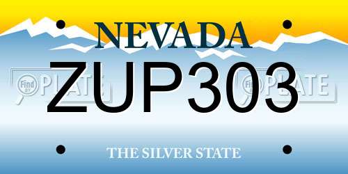 ZUP303 Nevada License Plate