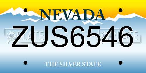 ZUS6546 Nevada License Plate