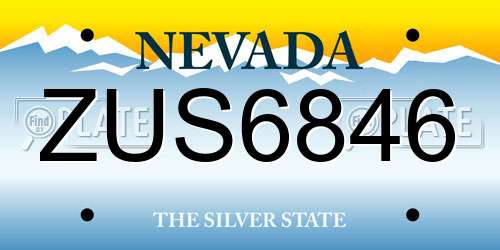 ZUS6846 Nevada License Plate