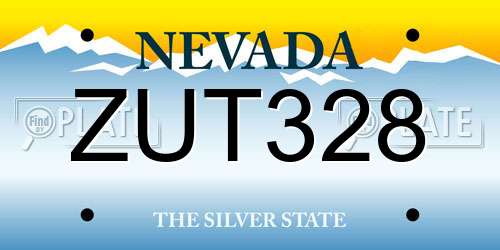 ZUT328 Nevada License Plate