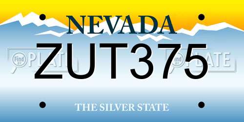 ZUT375 Nevada License Plate