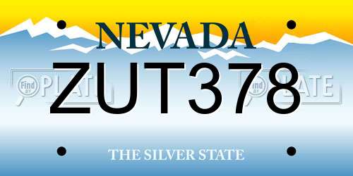 ZUT378 Nevada License Plate