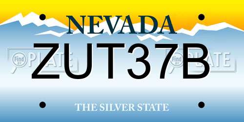 ZUT37B Nevada License Plate