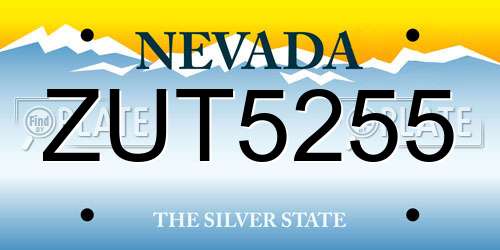 ZUT5255 Nevada License Plate
