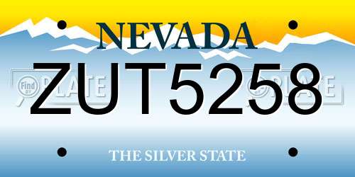 ZUT5258 Nevada License Plate