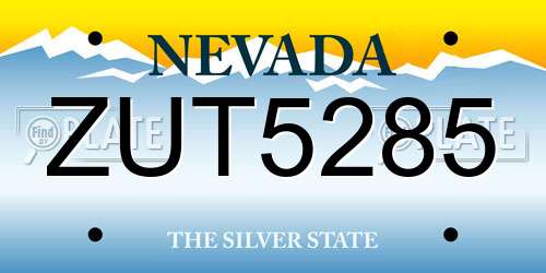 ZUT5285 Nevada License Plate