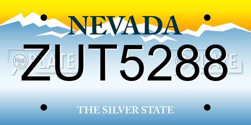ZUT5288 Nevada License Plate