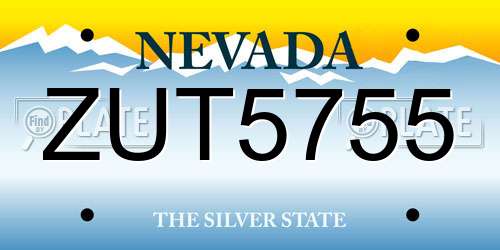 ZUT5755 Nevada License Plate