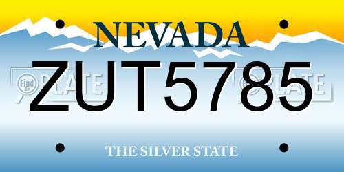 ZUT5785 Nevada License Plate