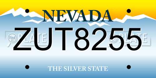 ZUT8255 Nevada License Plate