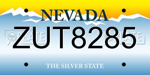 ZUT8285 Nevada License Plate