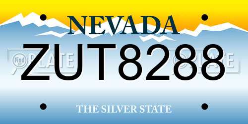 ZUT8288 Nevada License Plate