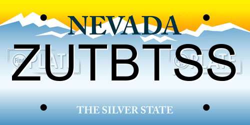 ZUTBTSS Nevada License Plate