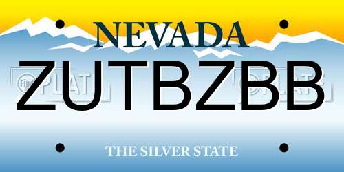 ZUTBZBB Nevada License Plate