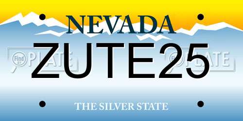 ZUTE25 Nevada License Plate