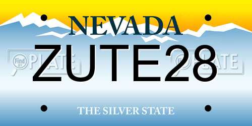 ZUTE28 Nevada License Plate