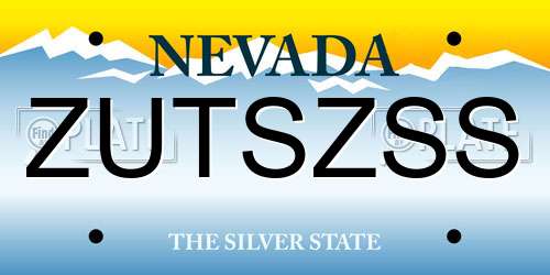 ZUTSZSS Nevada License Plate