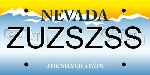 ZUZSZSS Nevada License Plate