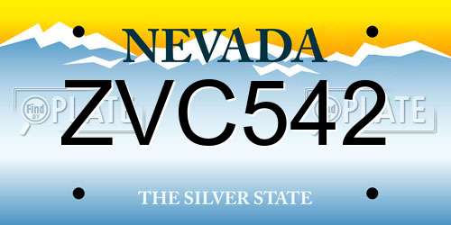 ZVC542 Nevada License Plate