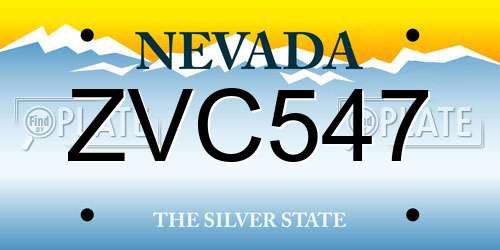ZVC547 Nevada License Plate
