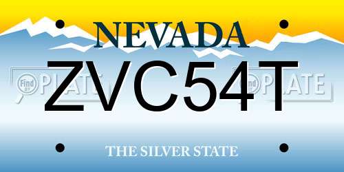 ZVC54T Nevada License Plate