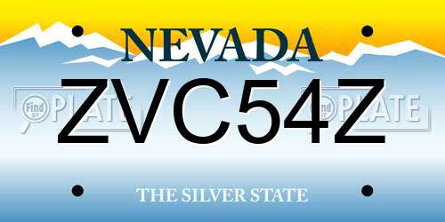 ZVC54Z Nevada License Plate
