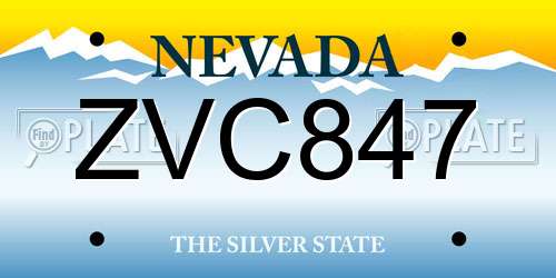 ZVC847 Nevada License Plate