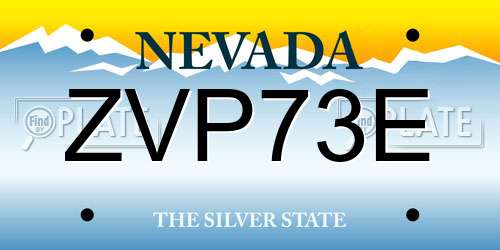 ZVP73E Nevada License Plate