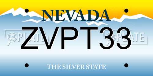 ZVPT33 Nevada License Plate