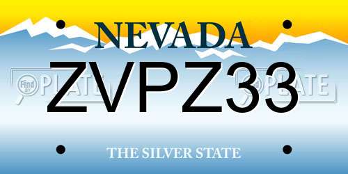 ZVPZ33 Nevada License Plate