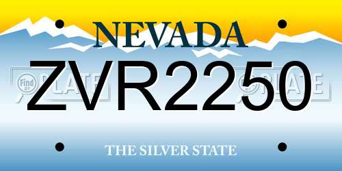 ZVR2250 Nevada License Plate