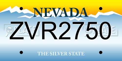 ZVR2750 Nevada License Plate