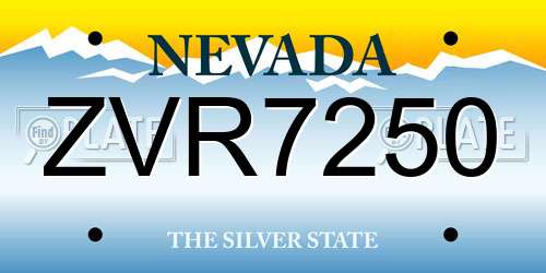 ZVR7250 Nevada License Plate