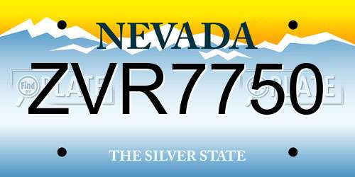 ZVR7750 Nevada License Plate