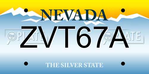 ZVT67A Nevada License Plate