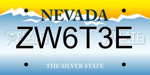 ZW6T3E Nevada License Plate