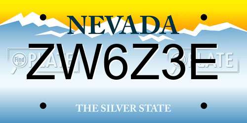ZW6Z3E Nevada License Plate