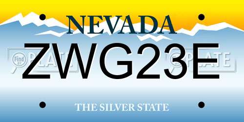 ZWG23E Nevada License Plate